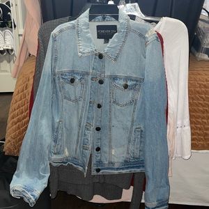 Distressed womens jean jacket